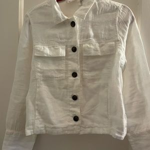 Nicole Miller white denim-jacket-style linen jacket